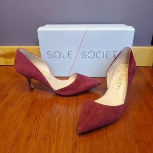 Sole Society Jenn Crimson Suede D'Orsay Pumps